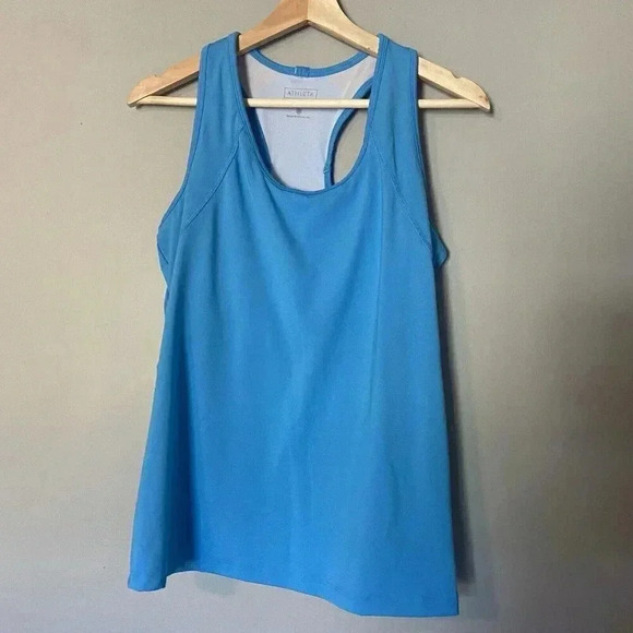 Athleta Tank Top Womens Medium Blue Racerback Strap Polyester Stretch Scoop Neck - Picture 1 of 8